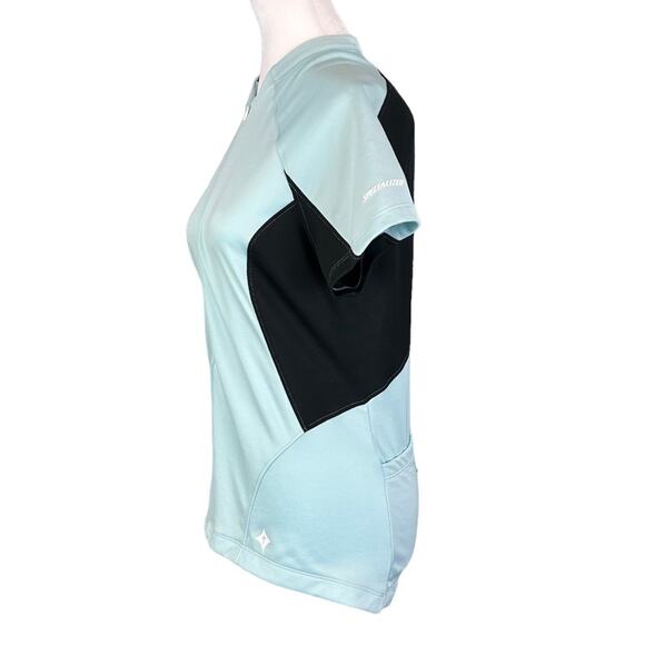Specialized Cycling Top Jersey Sz Large Blue Black Back Pockets 1/2 Zip - Picture 2 of 6
